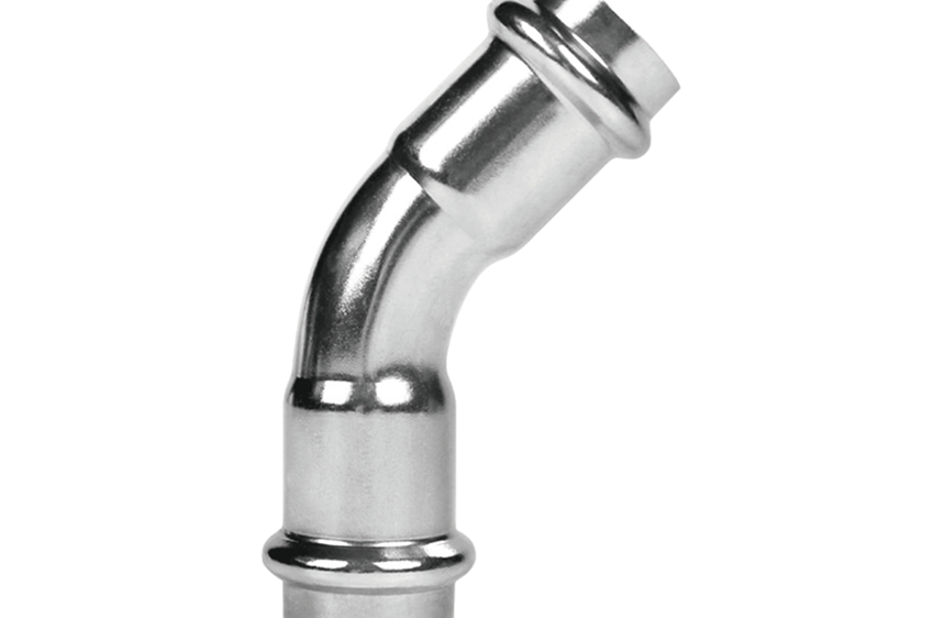 不銹鋼雙卡壓45度彎頭